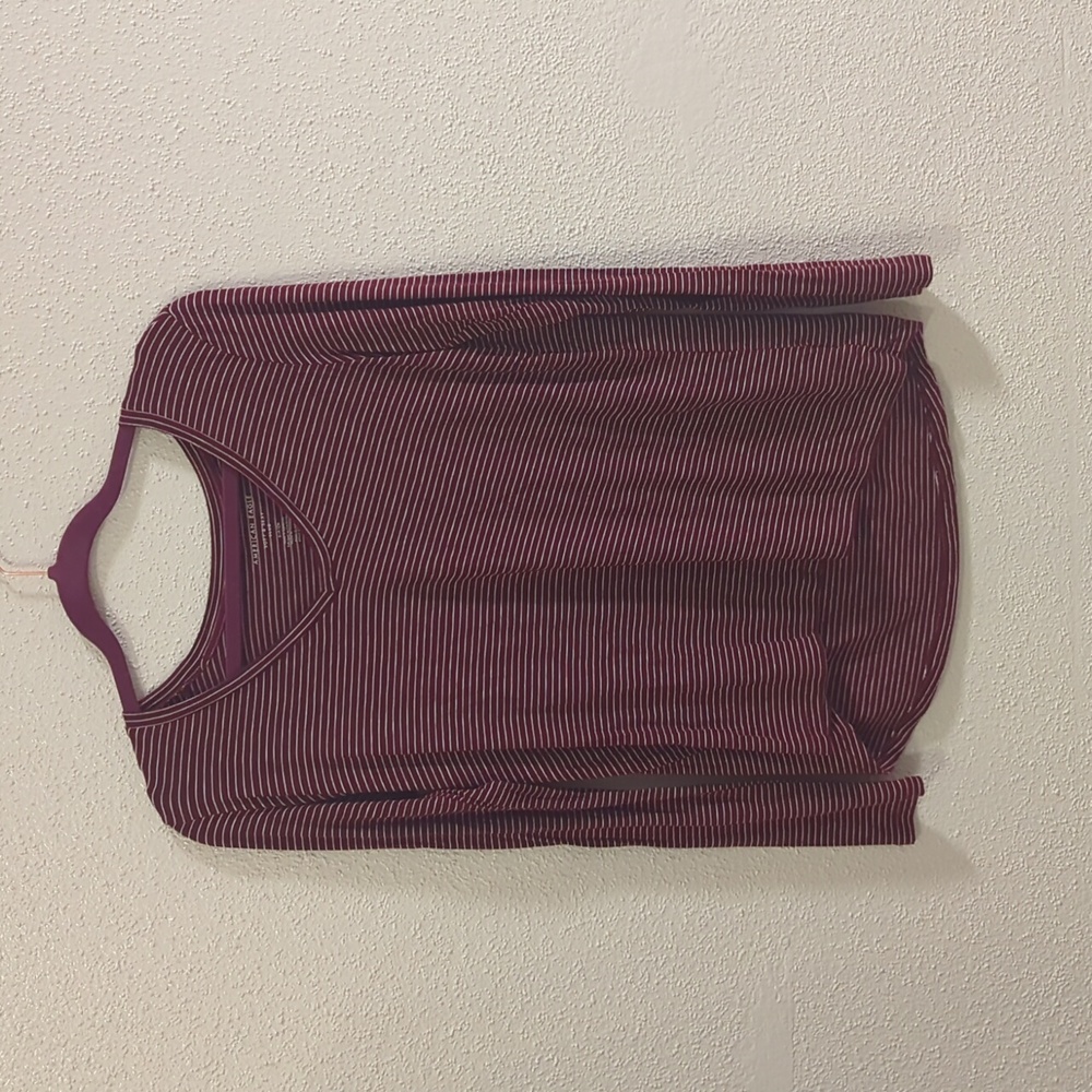American Eagle maroon striped soft and sexy slub long sleeve top size small